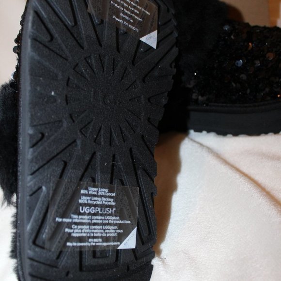NIB YOUTH 4 WOMEN'S 6 CHUNKY WEDGE SEQUIN‎ SLIPPERS BLACK - Picture 7 of 8